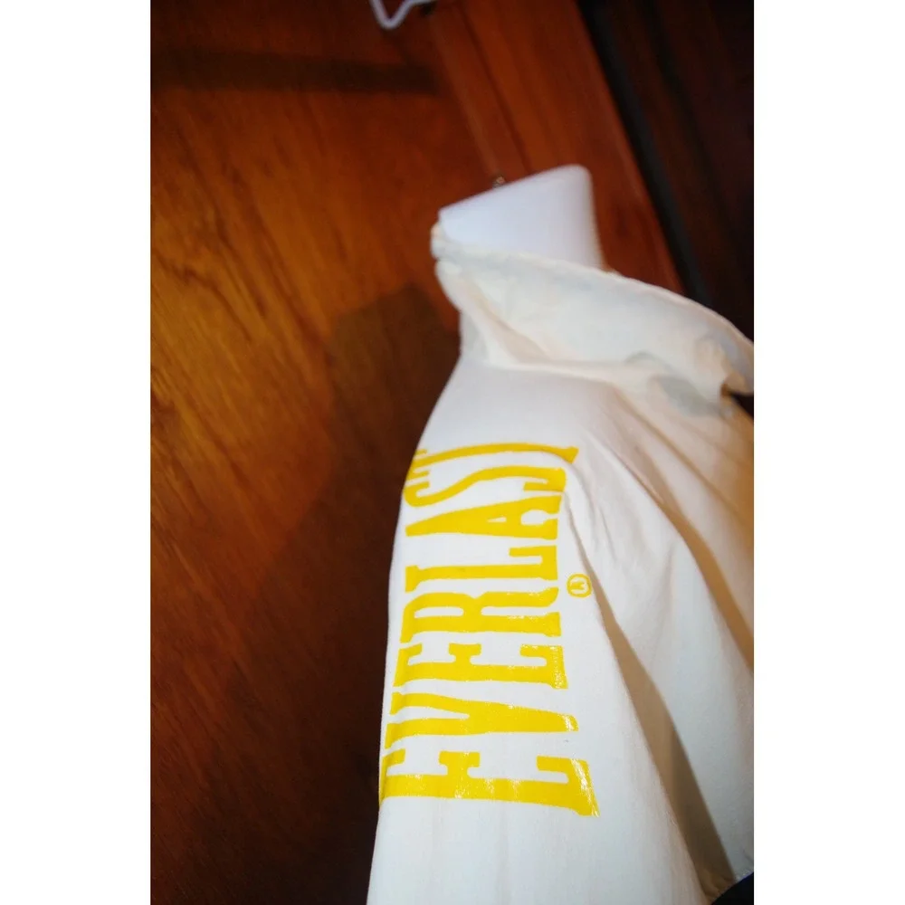 Vintage Everlast Windbreaker Jacket White Black Yellow Logo Made in USA Mens L